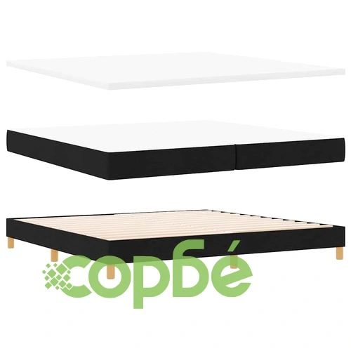 Легло с пружинирана основа и матрак с LED осветление 200x200 см черен текстил ➤ топ цена ➤ sorbe.bg