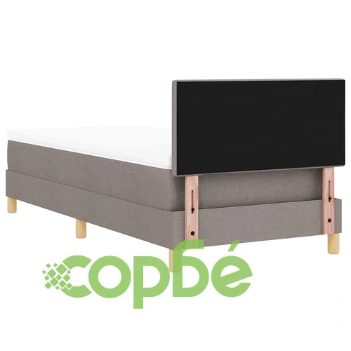 Легло с пружинирана основа и матрак Таупе 90 x 190 cm от текстил с LED осветление ➤ топ цена ➤ sorbe.bg