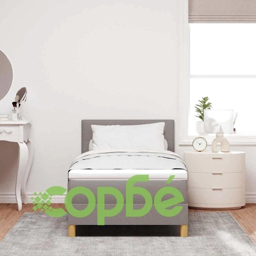 Легло с пружинирана основа и матрак Таупе 90 x 190 cm от текстил с LED осветление ➤ топ цена ➤ sorbe.bg