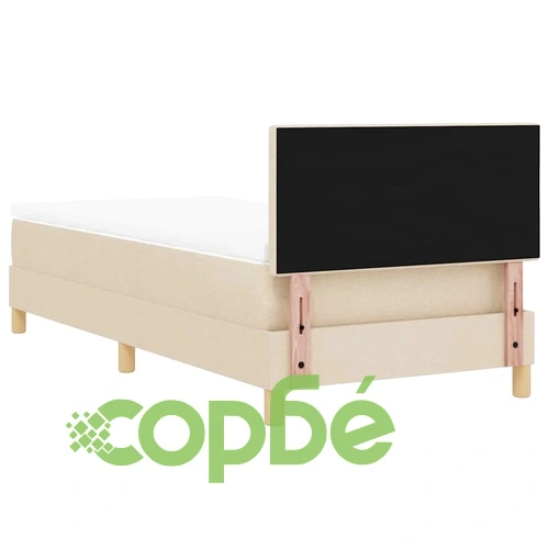 Легло с пружинирана основа и матрак с LED осветление крем 90x190 см текстил ➤ топ цена ➤ sorbe.bg