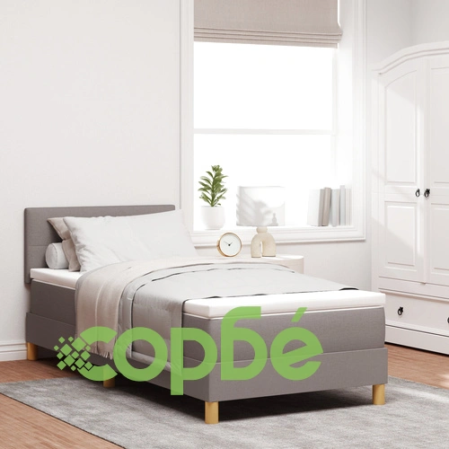 Легло с матрак и LED осветление в цвят Таупе 100x200 см от Тъкан ➤ топ цена ➤ sorbe.bg