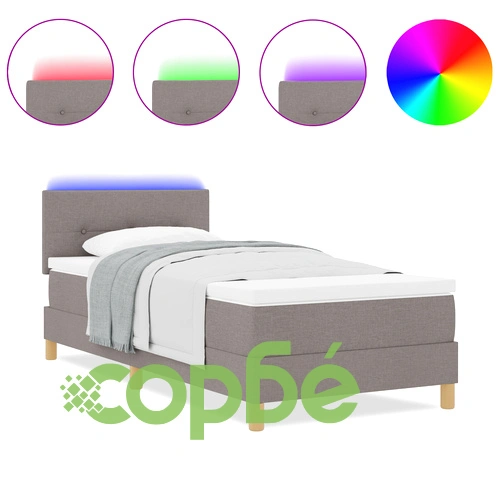 Легло с матрак и LED осветление в цвят Таупе 100x200 см от Тъкан ➤ топ цена ➤ sorbe.bg