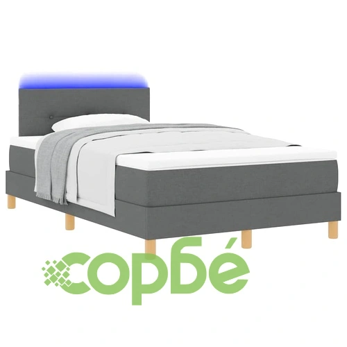 Легло с пружинирана основа и LED осветление тъмносив 120x190 см текстил ➤ топ цена ➤ sorbe.bg