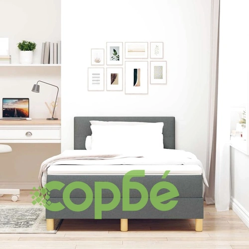 Легло с пружинирана основа и LED осветление тъмносив 120x190 см текстил ➤ топ цена ➤ sorbe.bg