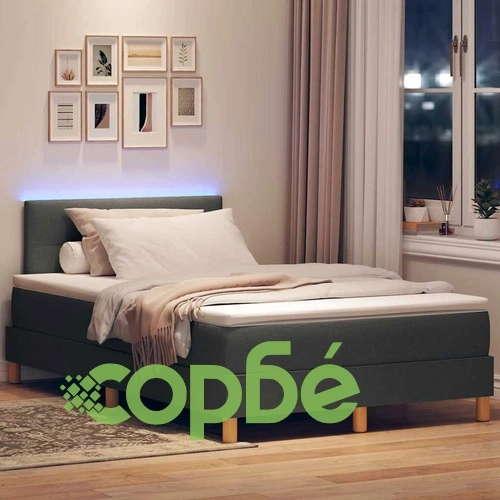 Легло с пружинирана основа и LED осветление тъмносив 120x190 см текстил ➤ топ цена ➤ sorbe.bg