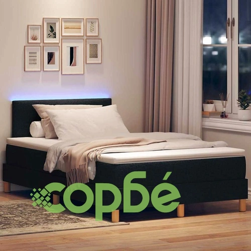 Легло с пружинирана основа и матрак с LED осветление черно 120x190 см текстил ➤ топ цена ➤ sorbe.bg