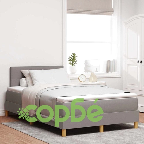 Легло с пружинирана основа и матрак с LED осветление Таупе 120x190 см текстил ➤ топ цена ➤ sorbe.bg