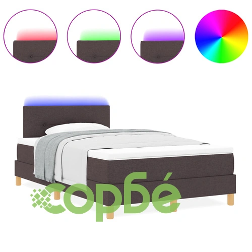 Легло с пружини и матрак 120x200 см - тъмно кафяво с LED осветление ➤ топ цена ➤ sorbe.bg