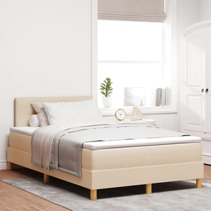 Легло с пружинен матрак и LED осветление 120x200 см, кремава тъкан