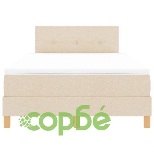 Легло с пружинен матрак и LED осветление 120x200 см, кремава тъкан ➤ топ цена ➤ sorbe.bg