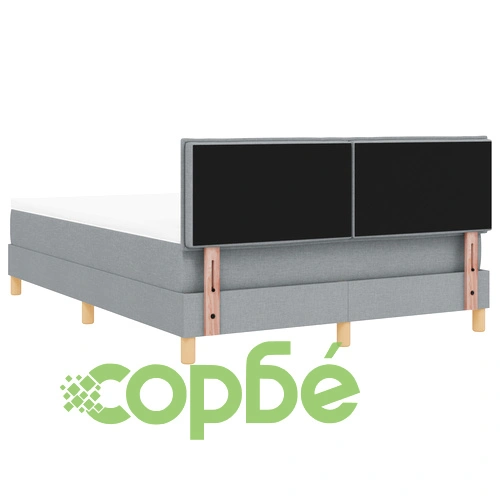 Легло с подматрачна рамка, матрак и LED осветление 140x190 см - светло сив текстуриран плат ➤ топ цена ➤ sorbe.bg