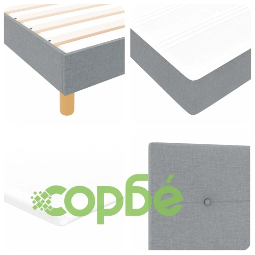 Легло с подматрачна рамка, матрак и LED осветление 140x190 см - светло сив текстуриран плат ➤ топ цена ➤ sorbe.bg