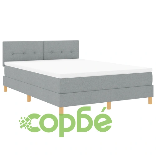 Легло с подматрачна рамка, матрак и LED осветление 140x190 см - светло сив текстуриран плат ➤ топ цена ➤ sorbe.bg