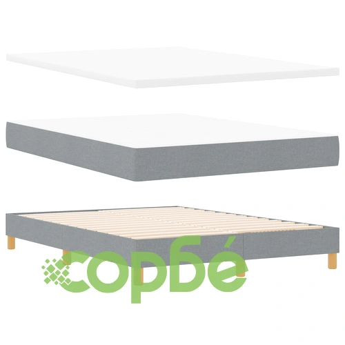 Легло с подматрачна рамка, матрак и LED осветление 140x190 см - светло сив текстуриран плат ➤ топ цена ➤ sorbe.bg