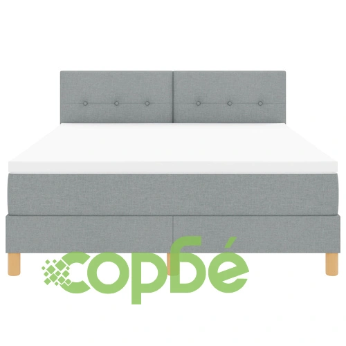 Легло с подматрачна рамка, матрак и LED осветление 140x190 см - светло сив текстуриран плат ➤ топ цена ➤ sorbe.bg