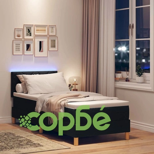 Легло с пружинирана основа и матрак с LED осветление черно 80x200 см текстил ➤ топ цена ➤ sorbe.bg