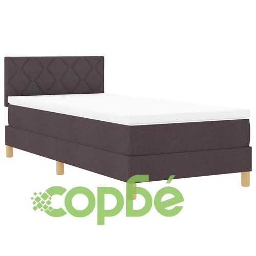 Легло с пружинирана основа и матрак тъмнокафяв 90x190 см текстил с LED осветление ➤ топ цена ➤ sorbe.bg