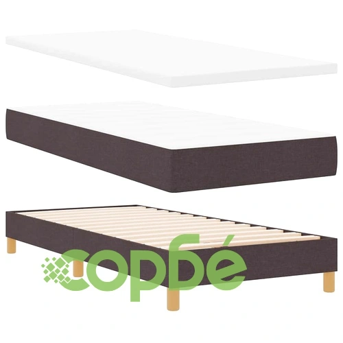 Легло с пружинирана основа и матрак тъмнокафяв 90x190 см текстил с LED осветление ➤ топ цена ➤ sorbe.bg