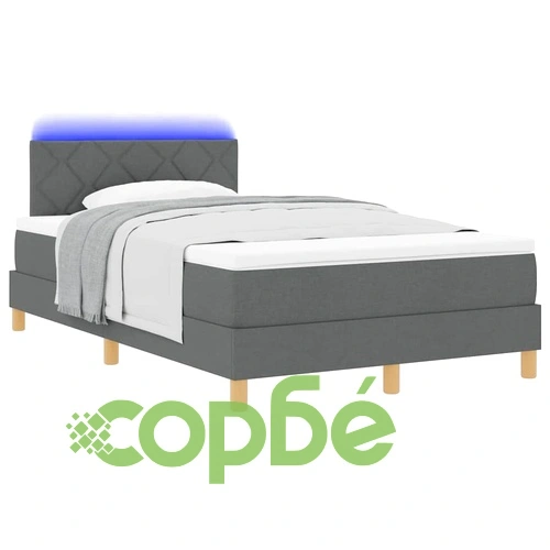 Легло с пружинирана основа и матрак тъмносив 120x190 см текстил с LED ➤ топ цена ➤ sorbe.bg