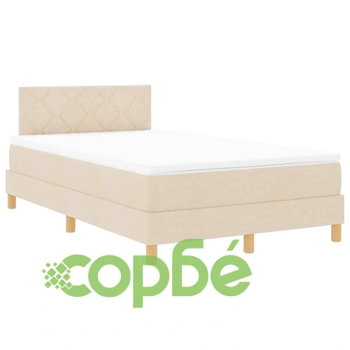 Легло с пружинирана основа и матрак с LED осветление крем 120x190 см текстил ➤ топ цена ➤ sorbe.bg