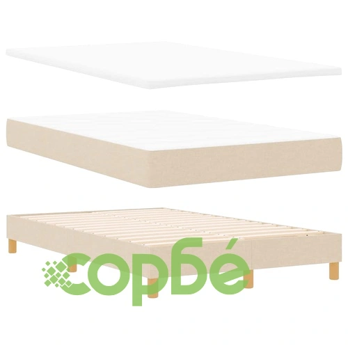 Легло с пружинирана основа и матрак с LED осветление крем 120x190 см текстил ➤ топ цена ➤ sorbe.bg