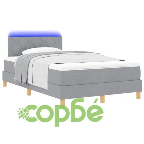 Легло с пружинна основа и LED осветление светлосиво 120x200 см текстил ➤ топ цена ➤ sorbe.bg