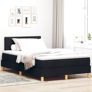 Box Spring Легло с Матрак и LED Осветление 120x200 см Черно Тъкан Полиестер