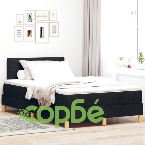 Box Spring Легло с Матрак и LED Осветление 120x200 см Черно Тъкан Полиестер ➤ топ цена ➤ sorbe.bg