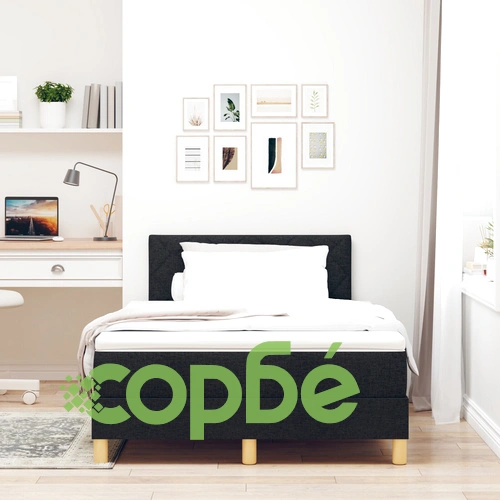 Box Spring Легло с Матрак и LED Осветление 120x200 см Черно Тъкан Полиестер ➤ топ цена ➤ sorbe.bg