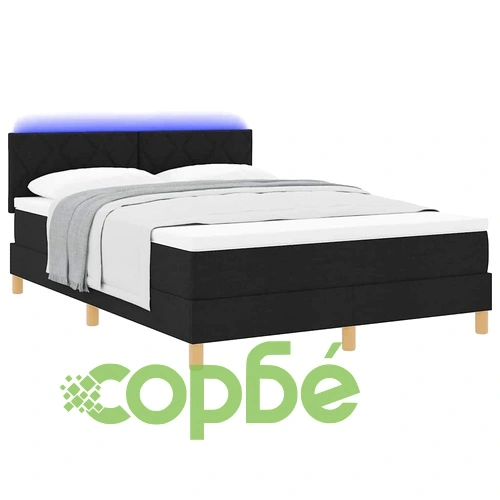 Легло с пружинирана основа и матрак с LED осветление черно 140x190 см текстил ➤ топ цена ➤ sorbe.bg