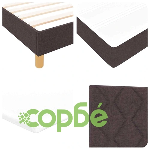 Легло с пружинирана основа и LED осветление тъмнокафяв текстил 140x200 см ➤ топ цена ➤ sorbe.bg