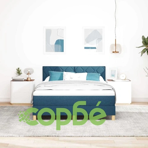 Легло с пружинирана основа и матрак с LED осветление синьо 160x200 см текстил ➤ топ цена ➤ sorbe.bg