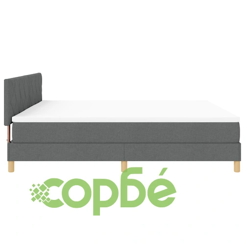 Легло с пружина с матрак и LED осветление, тъмносиво, 200x200 см, полиестерен плат ➤ топ цена ➤ sorbe.bg