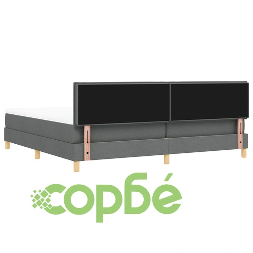 Легло с пружина с матрак и LED осветление, тъмносиво, 200x200 см, полиестерен плат ➤ топ цена ➤ sorbe.bg