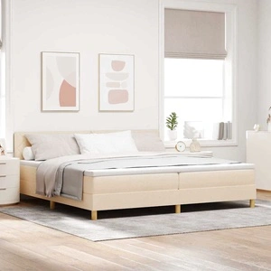 Легло с пружинна основа и матрак с LED осветление крем 200x200 см текстил