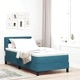 Легло с пружинна основа и матрак тъмносиньо 90x190 см кадифе с LED