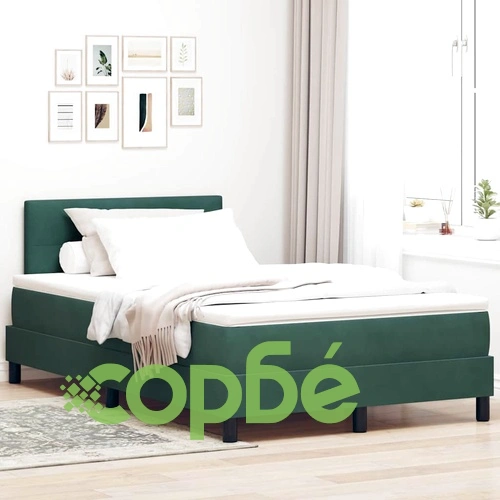 Легло с пружинирана основа и матрак тъмнозелено 120x190 см кадифе ➤ топ цена ➤ sorbe.bg