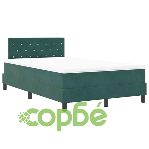 Легло с пружинирана основа и матрак тъмнозелено 120x190 см кадифе ➤ топ цена ➤ sorbe.bg