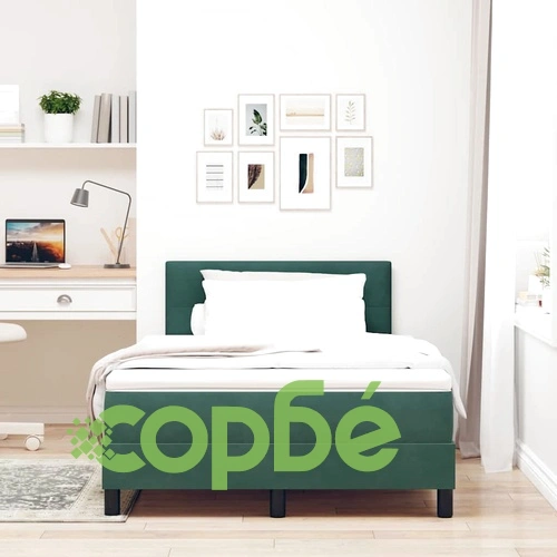 Легло с пружинирана основа и матрак тъмнозелено 120x190 см кадифе ➤ топ цена ➤ sorbe.bg