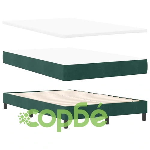Легло с пружинирана основа и матрак тъмнозелено 120x190 см кадифе ➤ топ цена ➤ sorbe.bg