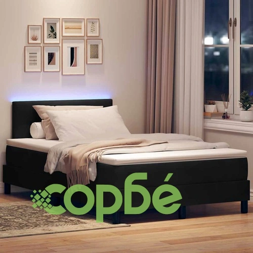 Легло с пружинирана основа и матрак с LED осветление 120x200 см кадифе черно ➤ топ цена ➤ sorbe.bg
