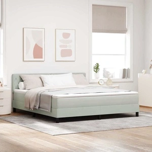 Легло с пружинирана основа и матрак светлосиво 180x200 см кадифе с LED осветление