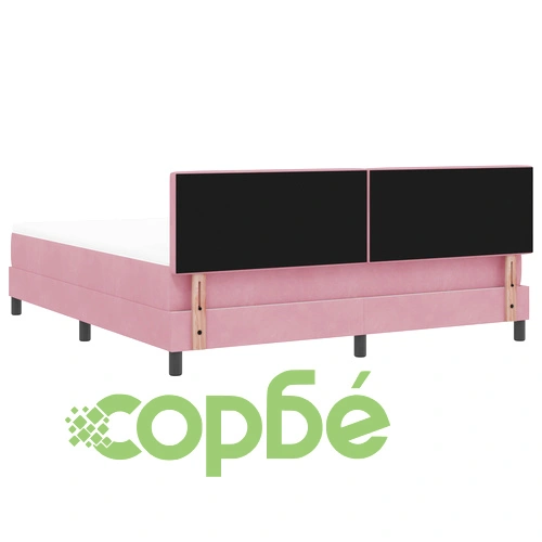 Луксозно легло с матрак и LED осветление, 180x200 см, розов велур ➤ топ цена ➤ sorbe.bg