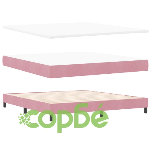 Луксозно легло с матрак и LED осветление, 180x200 см, розов велур ➤ топ цена ➤ sorbe.bg