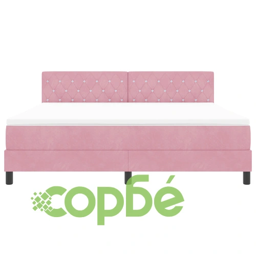 Луксозно легло с матрак и LED осветление, 180x200 см, розов велур ➤ топ цена ➤ sorbe.bg