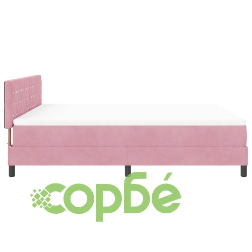 Луксозно легло с матрак и LED осветление, 180x200 см, розов велур ➤ топ цена ➤ sorbe.bg