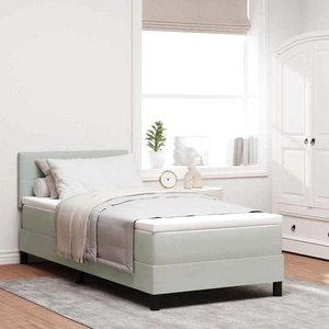 Легло с пружинирана основа, матрак и LED осветление 80 x 200 cm Светлосиво Кадифе