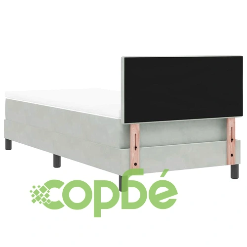 Легло с пружинирана основа, матрак и LED осветление 80 x 200 cm Светлосиво Кадифе ➤ топ цена ➤ sorbe.bg