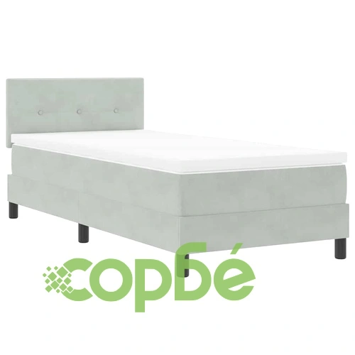 Легло с пружинирана основа, матрак и LED осветление 80 x 200 cm Светлосиво Кадифе ➤ топ цена ➤ sorbe.bg