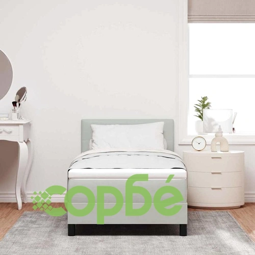 Легло с пружинирана основа, матрак и LED осветление 80 x 200 cm Светлосиво Кадифе ➤ топ цена ➤ sorbe.bg